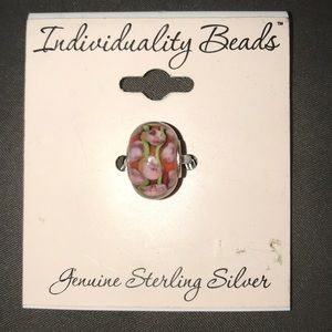 Floral glass bracelet charm